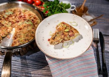 Frittata cu praz și bacon